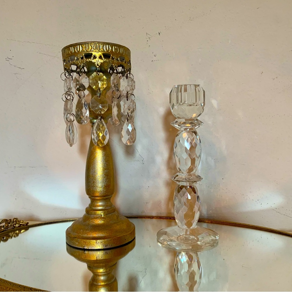 Hollywood regency gold candlesticks